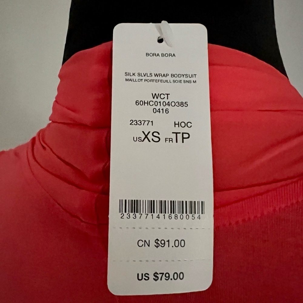 Bebe- Elegant Coral Bora Bora Wrap Bodysuit 233771 (XS) NWT - Picture 5 of 5
